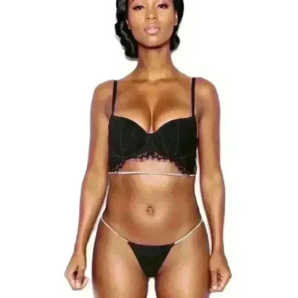 Soft Cup Rhinestone Lace Bra, Eclipse - Picture 3 of 4